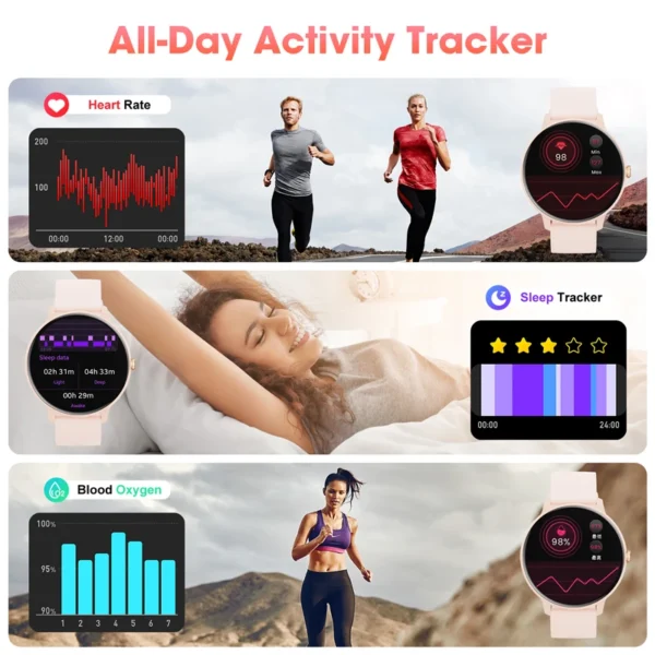 Karchilor Reloj Inteligente para Mujer Bluetooth - Monitoreo de Salud y Fitness - Imagen 3