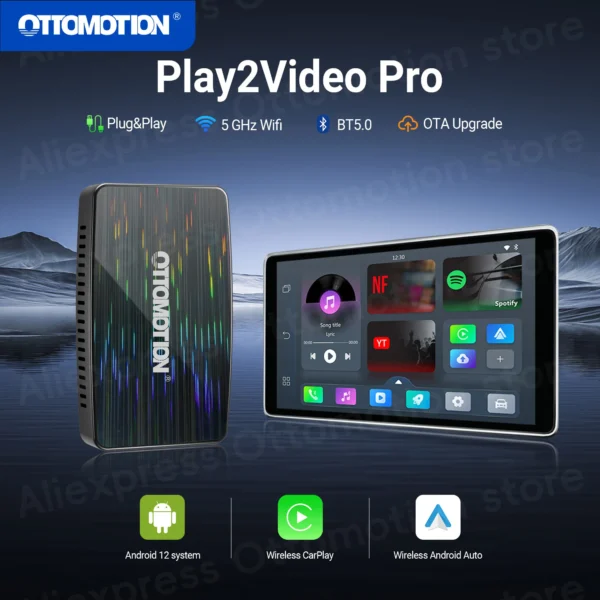 Adaptador otomotion inalámbrico CarPlay Android Auto Play2Video PRO para Youtube Netflix IPTV accesorios de coche para Audi Benz VW Kia