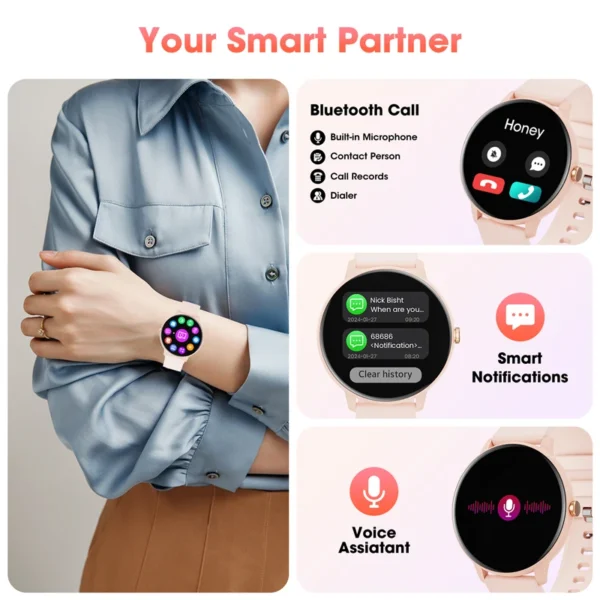 Karchilor Reloj Inteligente para Mujer Bluetooth - Monitoreo de Salud y Fitness - Imagen 2