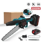 Minisierra Eléctrica con Batería de Litio, 3000W, 8 Pulgadas, Ideal para Carpintería y Jardinería
