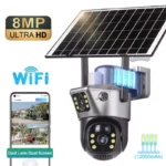 Cámara Solar de doble pantalla para exteriores, videocámara inalámbrica con WiFi, PTZ, doble lente, protección de seguridad, seguimiento automático, CCTV, 4K, 8MP