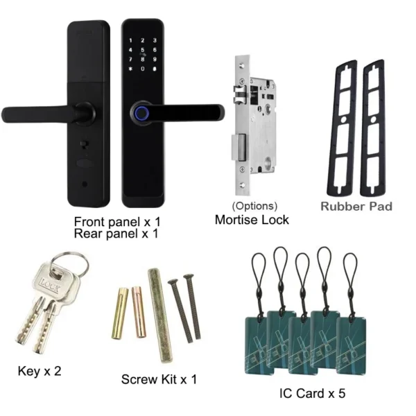 Cerradura RAYKUBE K8 TT, cerradura de puerta inteligente con Bluetooth, cerradura eléctrica Digital con huella dactilar, timbre con paneles de mango más grande - Imagen 5