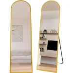 Marctani Espejo de Pie Cuerpo Entero - Espejo Grande y Largo con 3 Formas de Uso, Independiente, Montaje Pared y Apoyado - Marco de Aluminio + Soporte para Dormitorio, Baño o Salon