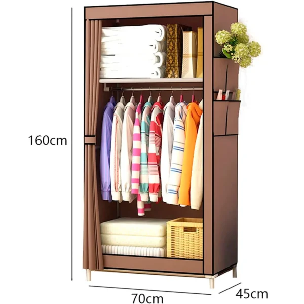Nyana Armario Vestidor Tela con Bolsillos Laterales 160x70x45cm - Organizador de Ropa y Zapatos - Imagen 3