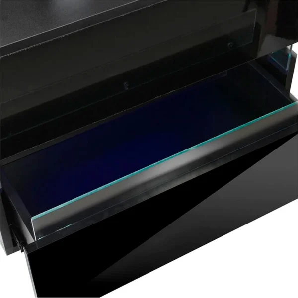 Mesita de noche moderna con luz LED Nyana Home | Diseño sofisticado | Gran durabilidad | Funcional y versátil | Optimización de espacio | Medidas: 60x45x39 cm - Imagen 5