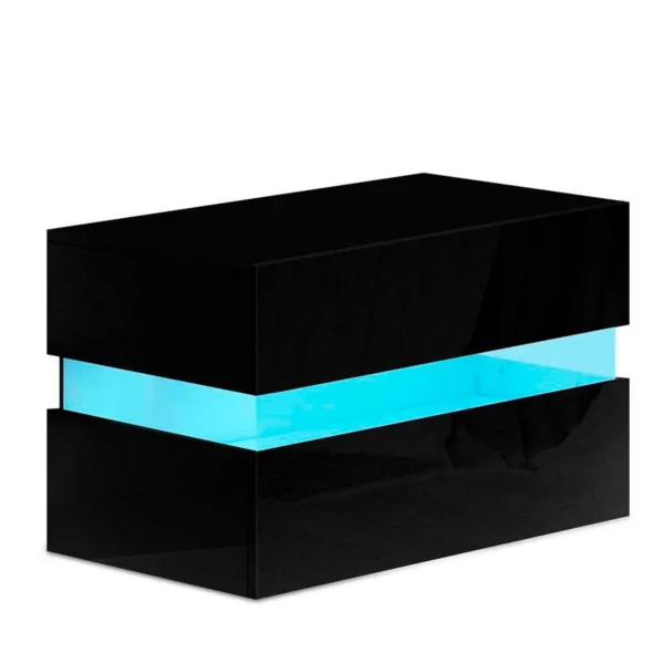 Mesita de noche moderna con luz LED Nyana Home | Diseño sofisticado | Gran durabilidad | Funcional y versátil | Optimización de espacio | Medidas: 60x45x39 cm - Imagen 2