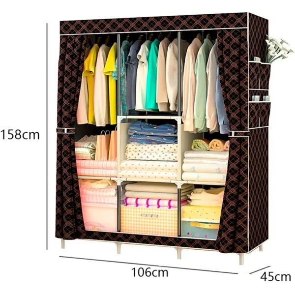 Armario Vesditor Nyana Home Bolsillos Laterales 6 Huecos de Almacenaje 15/20 Prendas Polipropileno y Tela no Tejida 158x106x45 cm - Imagen 5