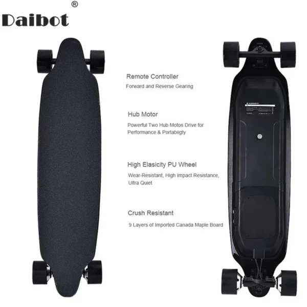 Patinete eléctrico Daibot para adultos, patinetes eléctricos de 4 ruedas, 40 KM/H, Motor de doble cubo, monopatín eléctrico remoto Longboard