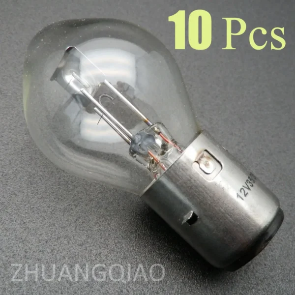 Bombilla de faro para motocicleta, lámpara de 12V, 35/35W, BA20D, 50-150cc, ATV, Quad, Scooter chino, Ba20d estándar, 10 Uds.