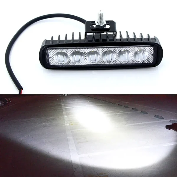 Barra de luz LED de trabajo de 18W para motocicleta, coche, camión, barco, Tractor, luz de trabajo todoterreno, luces LED de conducción, 1 Uds. - Imagen 3