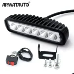 Barra de luz LED de trabajo de 18W para motocicleta, coche, camión, barco, Tractor, luz de trabajo todoterreno, luces LED de conducción, 1 Uds.