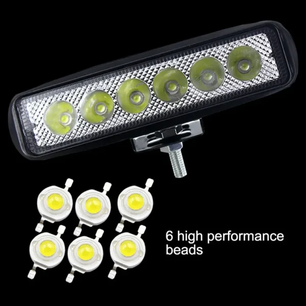 Barra de luz LED de trabajo de 18W para motocicleta, coche, camión, barco, Tractor, luz de trabajo todoterreno, luces LED de conducción, 1 Uds. - Imagen 2