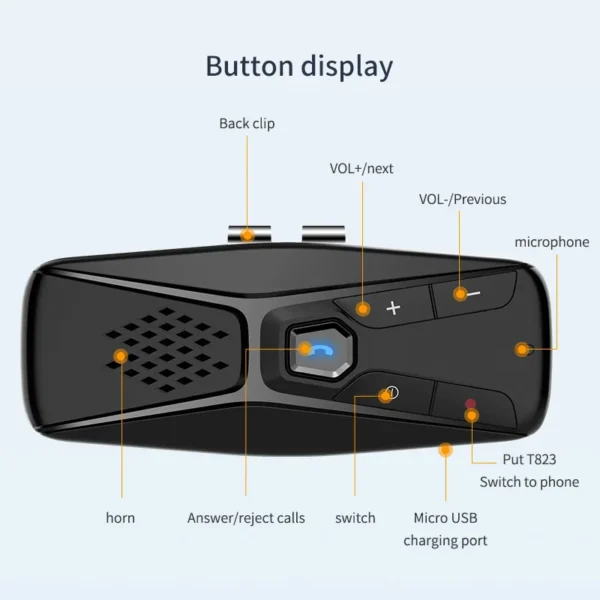 JaJaBor-Kit de manos libres para coche, altavoz inalámbrico con micrófono, Bluetooth 5,0, apagado automático y conexión automática - Imagen 5