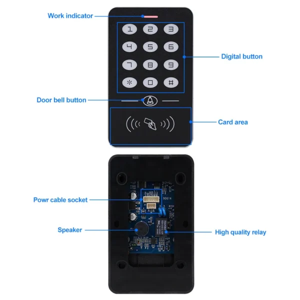 OBO-Kit de sistema de Control de acceso de puerta, teclado RFID, fuente de alimentación, cerradura magnética eléctrica de 180KG, cerraduras para el hogar - Imagen 4