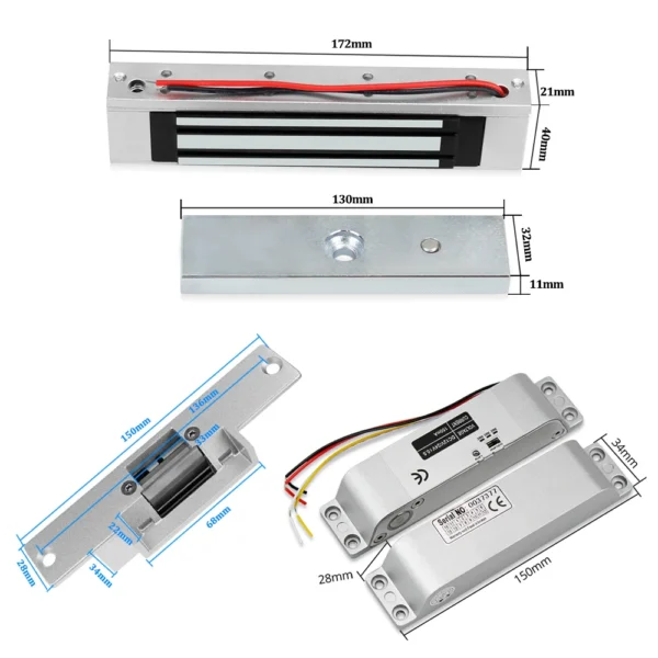 OBO-Kit de sistema de Control de acceso de puerta, teclado RFID, fuente de alimentación, cerradura magnética eléctrica de 180KG, cerraduras para el hogar - Imagen 6