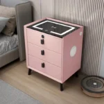 Mesita de noche con Altavoz Bluetooth inteligente, minimamente moderna, armario inteligente para el hogar con luces y carga inalámbrica