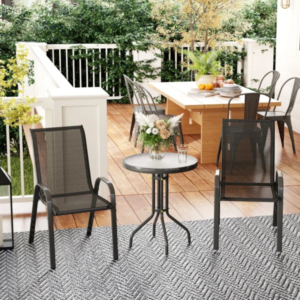 Outsunny Conjunto de Mesa y Sillas de Terraza Exterior de 3 Piezas Negro - Imagen 2