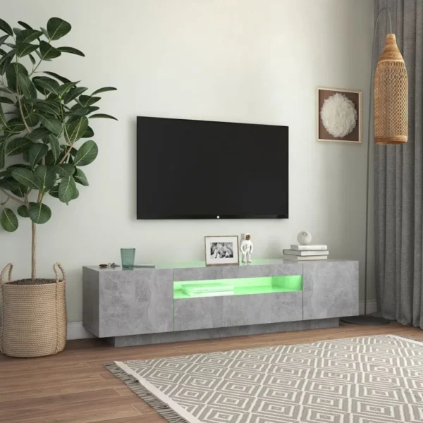 Armario de TV con luces LED, gris hormigón, 160x35x40 cm - Imagen 5