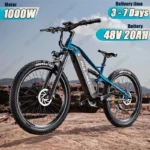 PULUMA-bicicleta eléctrica de montaña PH001, Motor sin escobillas de 1000W, batería de litio de 48V y 20Ah, con neumático de 27,5 pulgadas