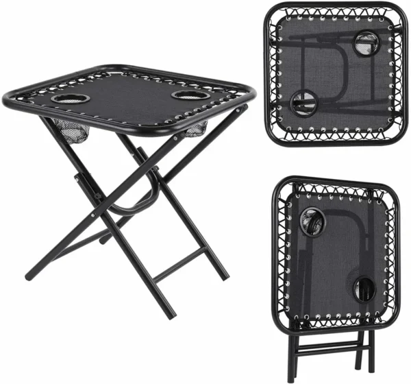 Homfa Juego de tumbona para jardín con mesa plegable ajustable, silla reclinable de gravedad cero, asiento para interior/exterior - Imagen 3