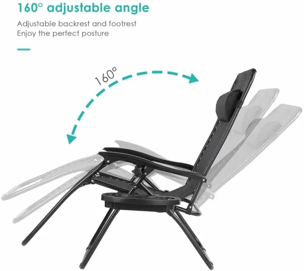 Homfa Juego de tumbona para jardín con mesa plegable ajustable, silla reclinable de gravedad cero, asiento para interior/exterior - Imagen 4