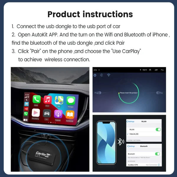 CarlinKit USB con cable/inalámbrico CarPlay Dongle con cable/inalámbrico Android Auto AI Box Mirrorlink BT conexión automática para Radio de coche Android - Imagen 6