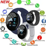 Reloj inteligente D18, pantalla redonda en Color de macarrón con múltiples modos deportivos, recordatorio de información de llamadas, toma de fotos y música, pulsera inteligente
