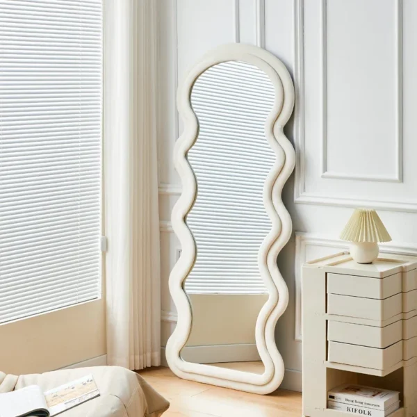 Espejo de suelo ondulado para jardín, artículos de cuerpo completo, Cosméticos irregulares, luna de viaje, portátil, personalizado, decoraciones para el hogar - Imagen 3