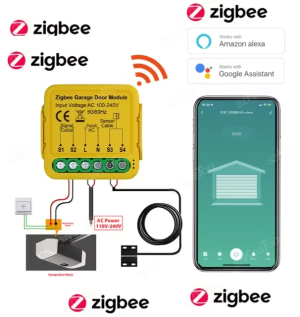 Módulo controlador de motor de abridor de puerta wifi o zigbee Tuya, interruptor de Control remoto inteligente, funciona con el asistente de Google Home Alexa - Imagen 4