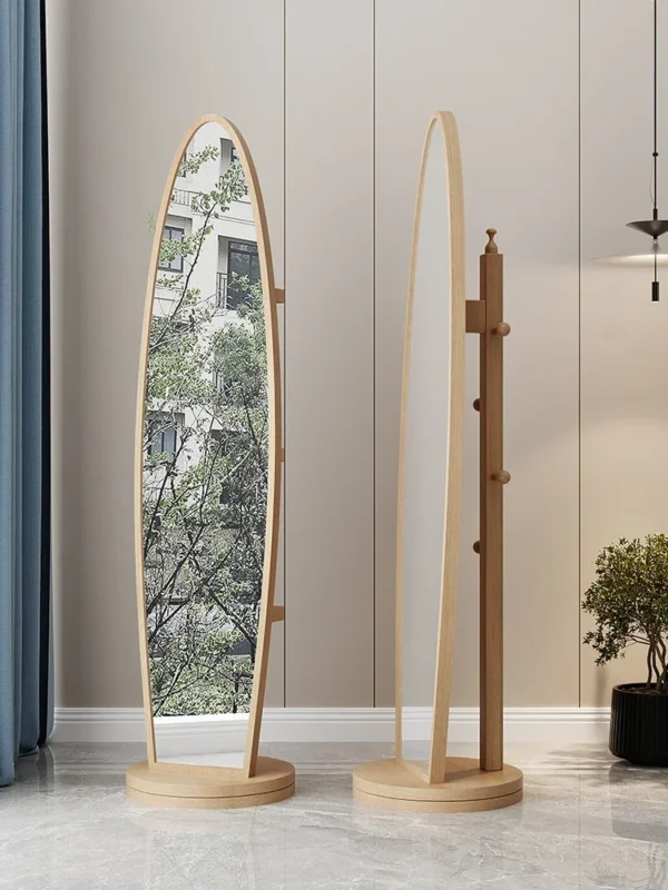 Espejo de tocador de cuerpo completo para el hogar, Perchero de longitud completa integrado, espejo giratorio móvil grande para sala de estar