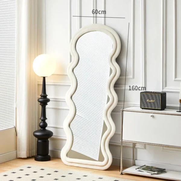 Espejo de suelo ondulado para jardín, artículos de cuerpo completo, Cosméticos irregulares, luna de viaje, portátil, personalizado, decoraciones para el hogar - Imagen 6