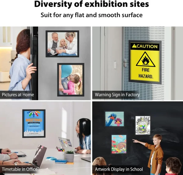 Paquete de 5 marcos de fotos magnéticos para niños, soporte artístico para fotos, organizador de fotos de pared, exhibición para publicidad en el hogar y la Oficina, A3/A4/A6/30x30cm - Imagen 2