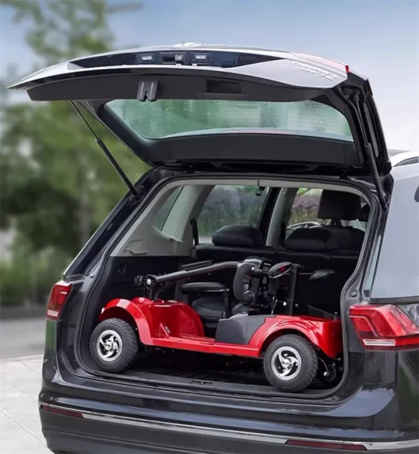 Patinete de movilidad familiar plegable, 4 ruedas para personas mayores discapacitadas, 2 asientos, batería giratoria 365, Scooter Eléctrico extraíble para padres e hijos - Imagen 5