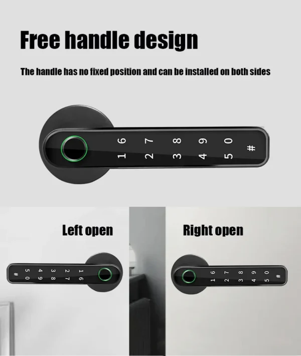 Tuya-cerradura inteligente con Control remoto por Bluetooth, cerradura con contraseña y huella dactilar, biométrica eléctrica, cerradura de puerta con pestillo único, envío desde España - Imagen 3