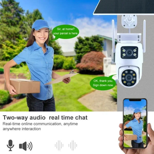 Tuya-cámara Solar WiFi para exteriores, 10MP, doble lente, 4K, pantalla Dual, PTZ, inalámbrica, batería de baja potencia, cámara de seguridad PIR, seguimiento automático - Imagen 4