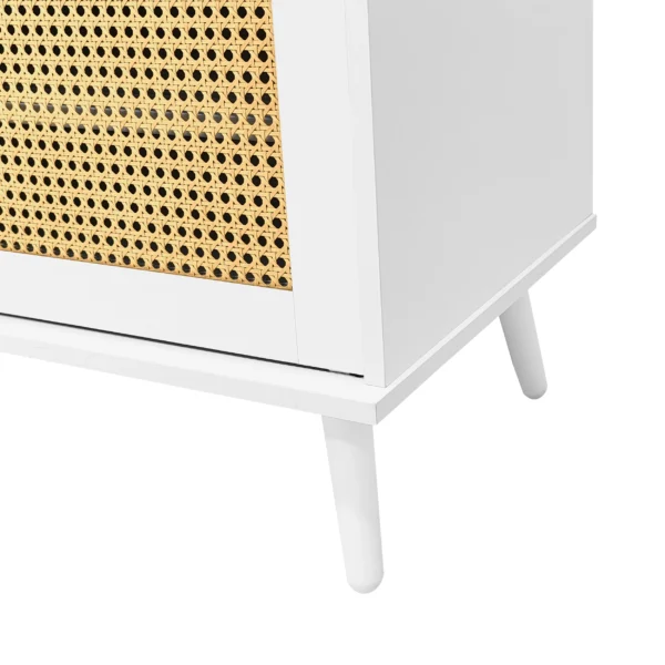 Soporte de TV de ratán blanco, 200x40x49 cm, 90 pulgadas, 2 puertas, 1 cajón, 3 ventiladores de mano abierta, construcción robusta, carga de 50 kg - Imagen 4