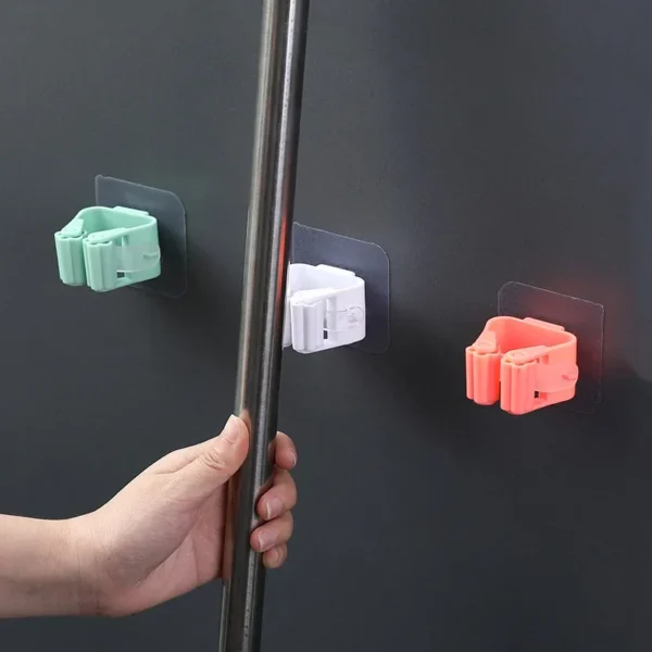 Soporte organizador de fregona montado en la pared, colgador de escoba y cepillo, estante de almacenamiento para el hogar, ganchos de tubo colgantes de succión para baño, herramientas para el hogar - Imagen 3
