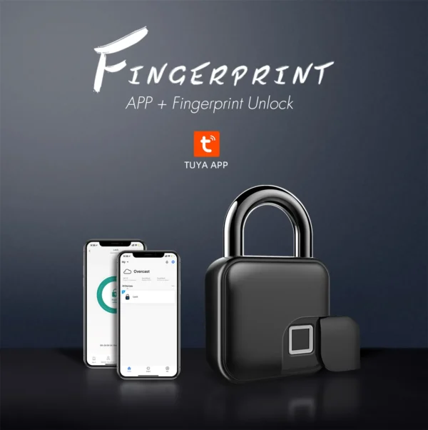 TUYA-candado de huella digital IP65 de aleación de Zinc, adecuado para bolsa de viaje, cerradura de gabinete, almacén, sótano, jardín, cerradura de puerta - Imagen 2