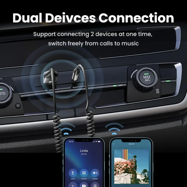 UGREEN-receptor Bluetooth 5,3, adaptador manos libres para coche, Kits de Audio AUX, Jack de 3,5mm, receptor inalámbrico de música para coche, transmisor BT - Imagen 4
