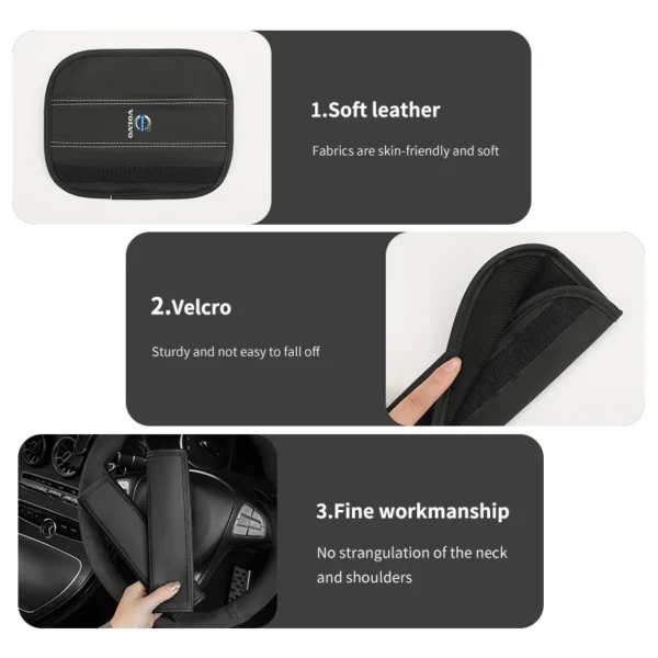 Almohadilla de hombro con logotipo de coche, cubierta de cinturón de seguridad de cuero, accesorios para Volvo XC40 S60 S80 S90 XC60 XC70 XC90 V40 V60 V90, 2 uds. - Imagen 5