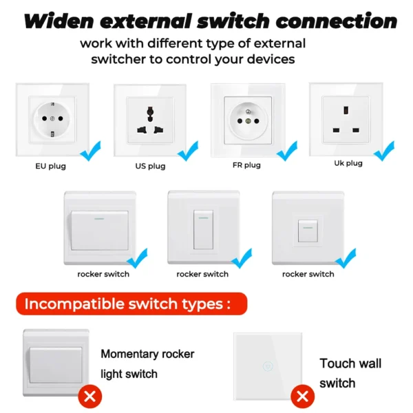 Mini interruptor inteligente Tuya, Wifi, 2 vías, inalámbrico, 16A, Monitor de alimentación, Control de casa inteligente a través de Smart Life, Alexa, Alice, Google Home - Imagen 5
