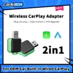 CarAIBOX nuevo 2 en 1 Mini inalámbrico CarPlay y inalámbrico Android Auto adaptador caja para Radio de coche con CarPlay con cable y Android auto