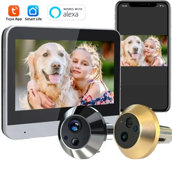 Tuya Smart 3MP WiFi mirilla cámara de vídeo para puerta seguridad Audio unidireccional visión nocturna 4,3 'cámara de vídeo HD para puerta