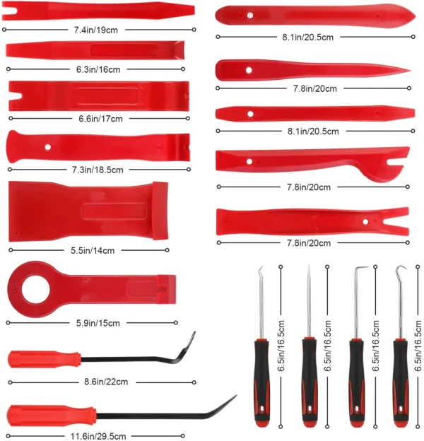 Estuche de herramientas de reparación para el automóvil, kit que incluye remache, clip, herramienta de extracción de embellecedor de panel de puerta, desmontaje de interior automático y palanca de coche - Imagen 2