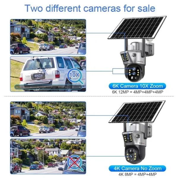 LS VISION 12MP 4G/WiFi cámara Solar de doble pantalla para exteriores Zoom 10X 6K tres lentes cámara de vigilancia de seguimiento automático humano V380 Pro - Imagen 2