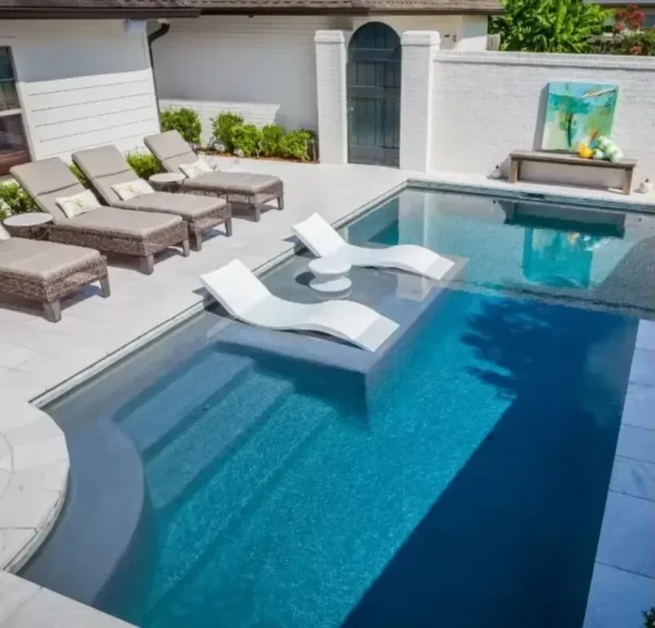 Tumbona para piscina con cubierta al aire libre, silla reclinable para piscina y jardín en agua, tumbona con repisa - Imagen 4