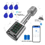 Cerradura inteligente resistente al agua IP66, cerradura biométrica con huella dactilar, aplicación y tarjeta inteligente, entrada sin llave para espesor de puerta de 35-100mm