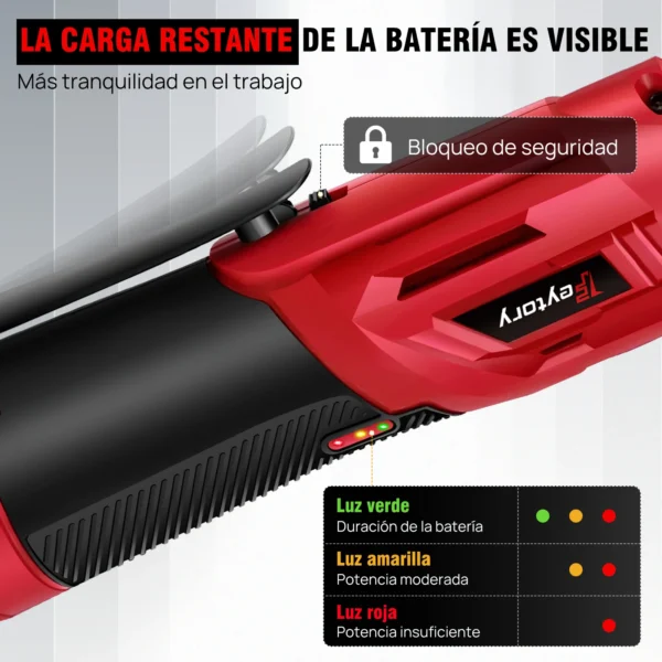 DayPlus Llave de trinquete eléctrica sin cuerda de 3 / 8 ", kit de trinquete eléctrico de 12v, llave de ángulo 200nm 90 °, con 2 baterías 1500mah y 7 juegos de llave de trinquete de enchufe, con luz de trabajo LED - Imagen 4