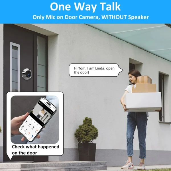 Yuezhe-mirilla de puerta inteligente Tuya de 3MP, Visor de ojos con ángulo de visión amplio de 120 ° , WiFi, IR, detección PIR, c - Imagen 2