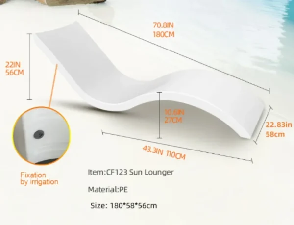 Tumbona para piscina con cubierta al aire libre, silla reclinable para piscina y jardín en agua, tumbona con repisa - Imagen 6